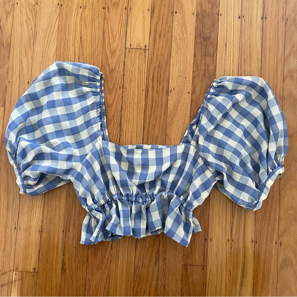 Capulet puffy sleeve square neck crop top size XS